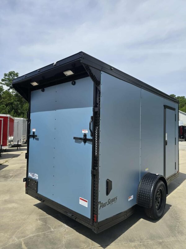 New Enclosed 6x12Sa Blue Metallic Cargo Trailer