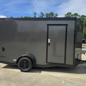 New Enclosed 6x12 Charcoal Cargo Trailer