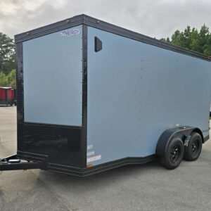 New Enclosed 7x14Ta Blue Metallic Cargo Trailer