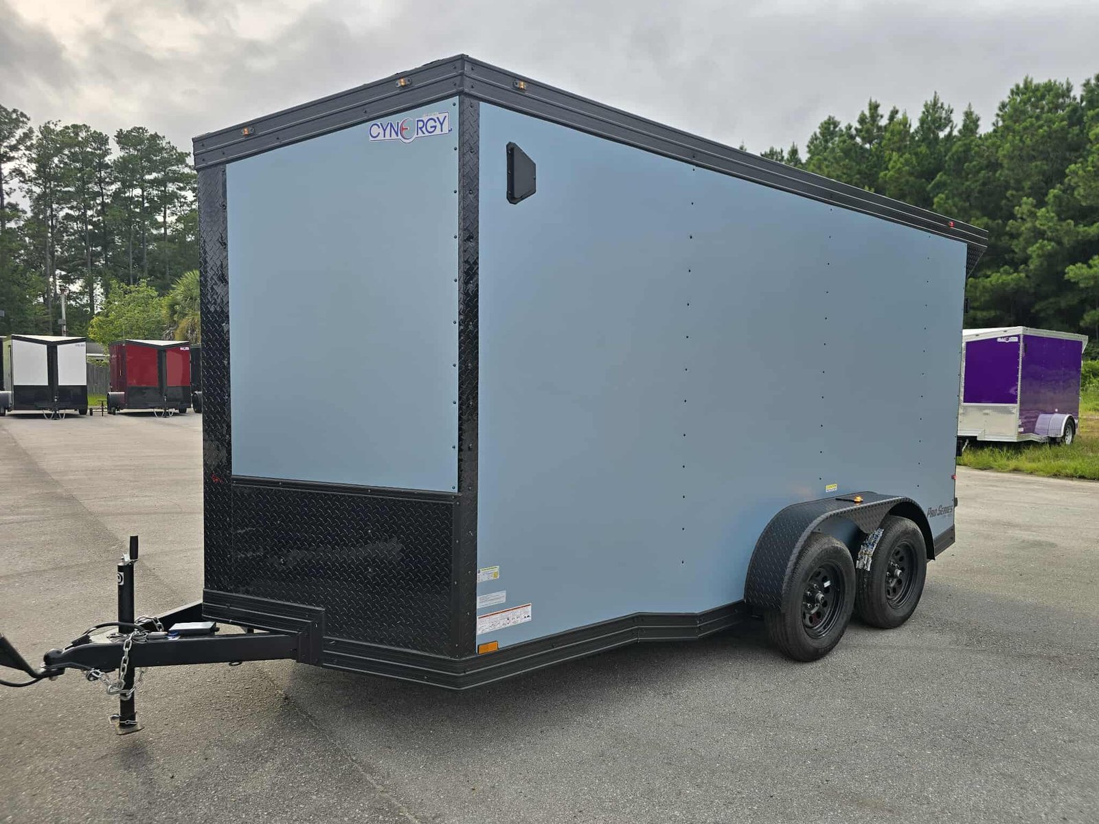 New Enclosed 7x14Ta Blue Metallic Cargo Trailer - Image 1