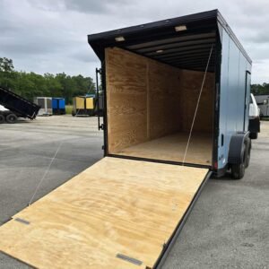 New Enclosed 7x14Ta Blue Metallic Cargo Trailer - Image 4