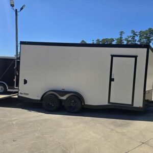 Enclosed 7x16 Pearl White Cargo Trailer