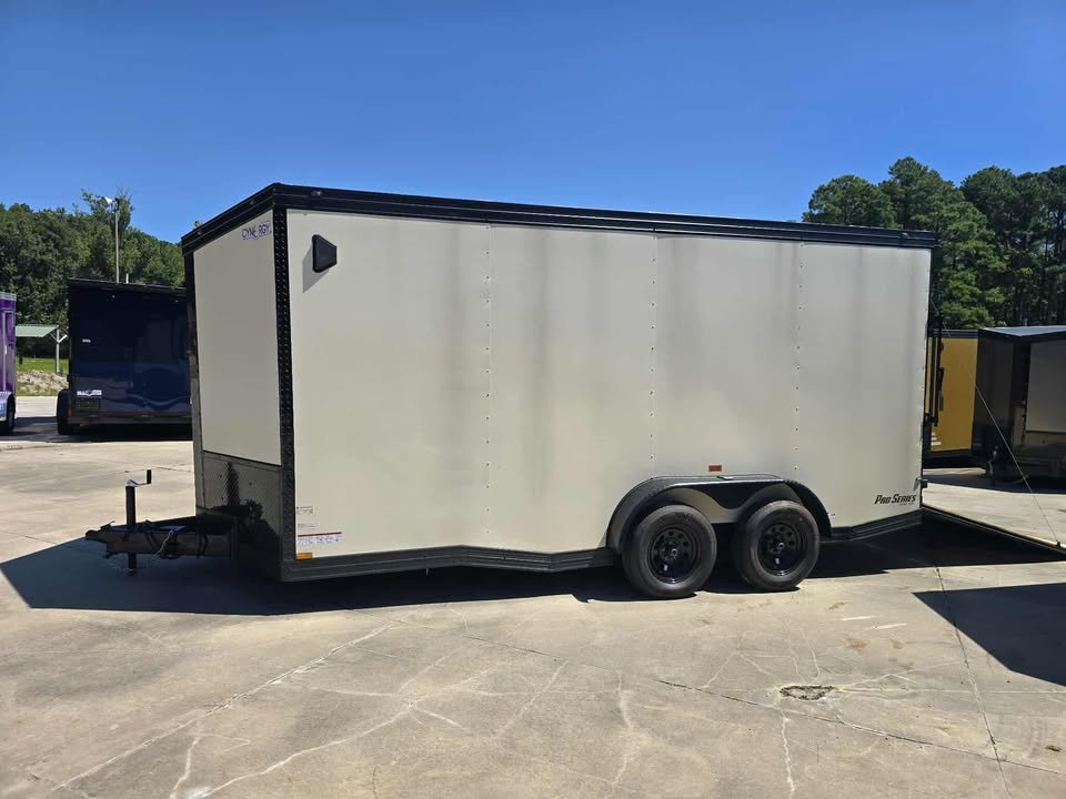Enclosed 7x16 Pearl White Cargo Trailer - Image 3