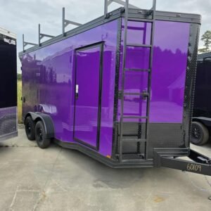 Enclosed 7x16 Purple Cargo Trailer