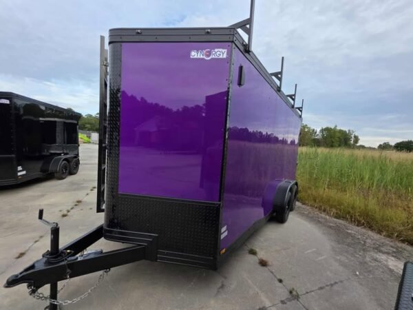 Enclosed 7x16 Purple Cargo Trailer