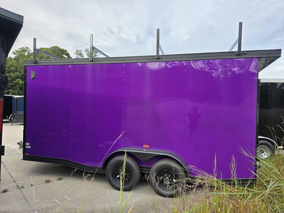 Enclosed 7x16 Purple Cargo Trailer - Image 5