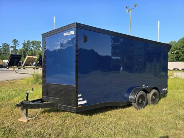 Enclosed 7x16 Indigo Blue Cargo Trailer