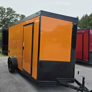 Enclosed 6x12 Orange Cargo Trailer - Image 2