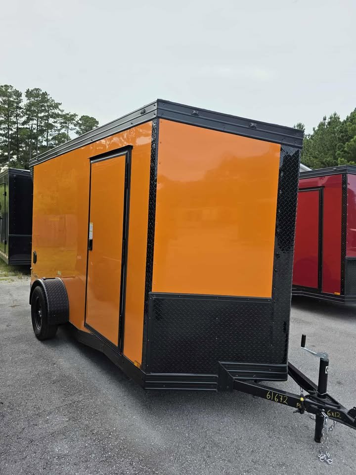 Enclosed 6x12 Orange Cargo Trailer - Image 2
