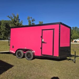 Enclosed 7x14 Pink Cargo Trailer