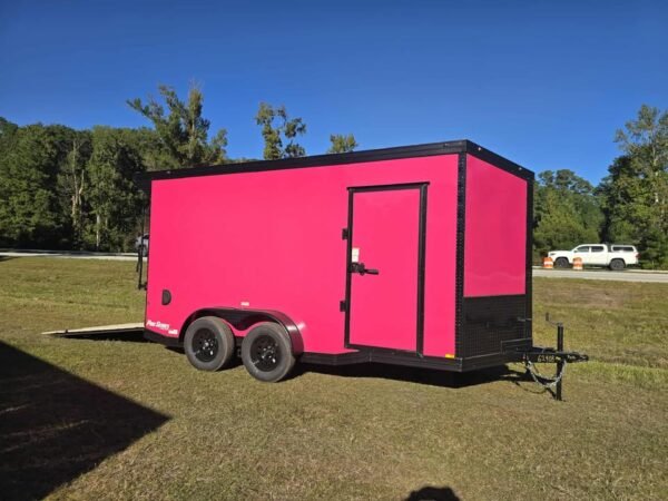 Enclosed 7x14 Pink Cargo Trailer