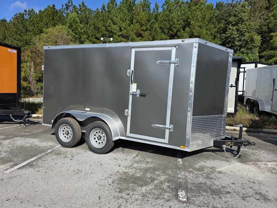 Enclosed 7x12 Charcoal Gray Cargo Trailer - Image 1