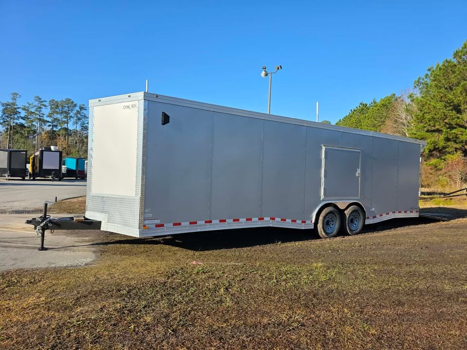 ENCLOSED 8.5x28 Silver Car Hauler - Image 1