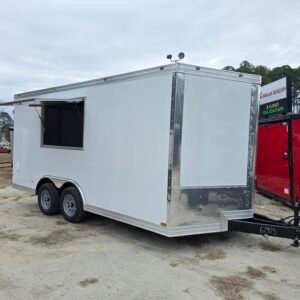 Enclosed 8.5x16 White Vending/Cargo Trailer