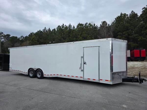 Enclosed 8.5x32 White Enclosed Car Hauler Trailer