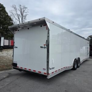 Enclosed 8.5x32 White Enclosed Car Hauler Trailer - Image 2
