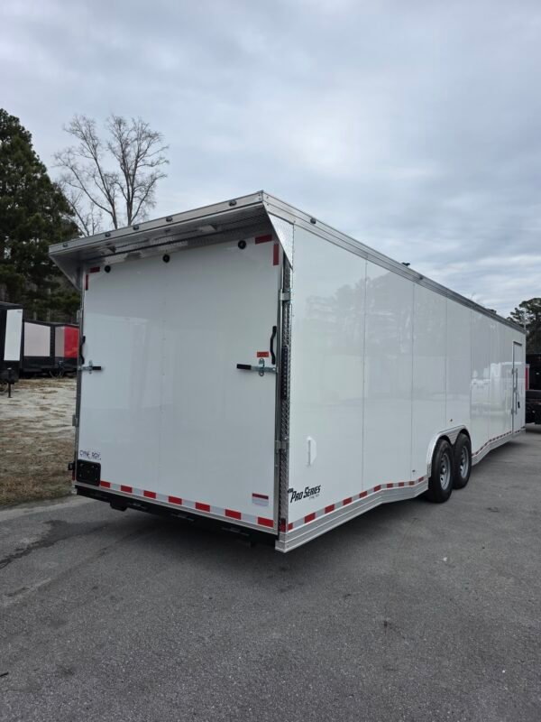 Enclosed 8.5x32 White Enclosed Car Hauler Trailer