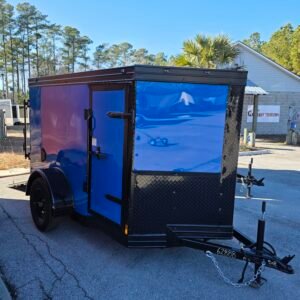 ENCLOSED 5x8 Cargo Trailer Blue