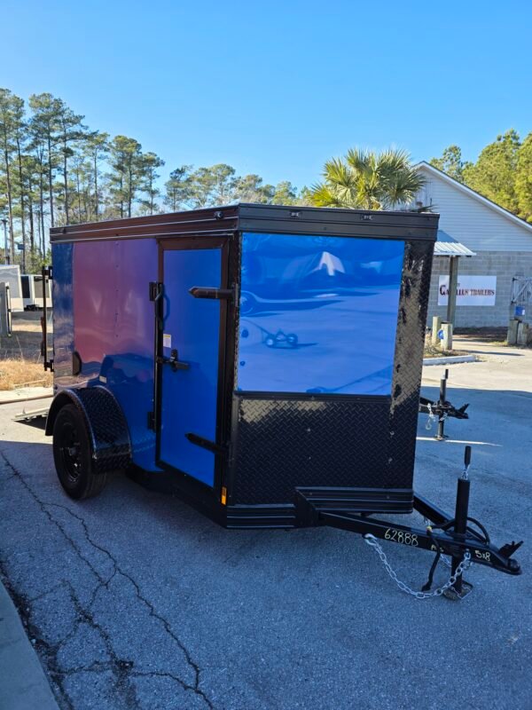 ENCLOSED 5x8 Cargo Trailer Blue