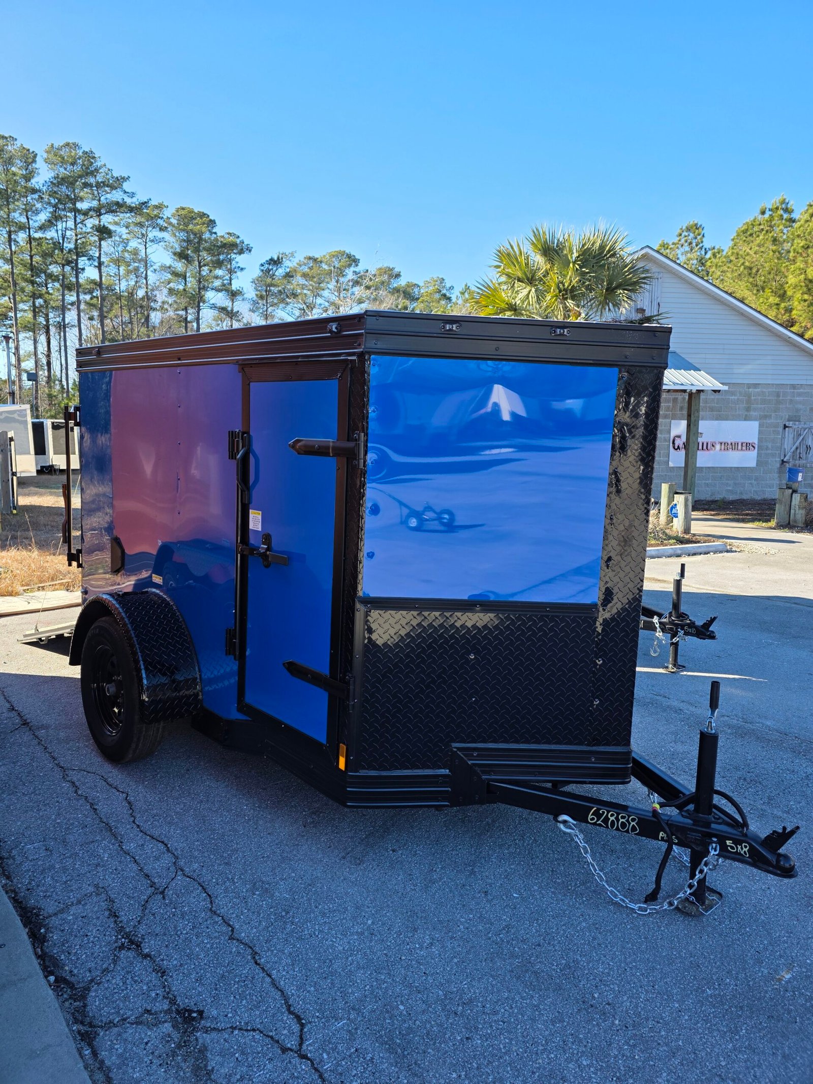 ENCLOSED 5x8 Cargo Trailer Blue - Image 1