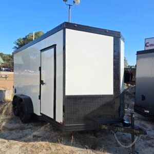 New Enclosed 7x14 White Cargo Trailer