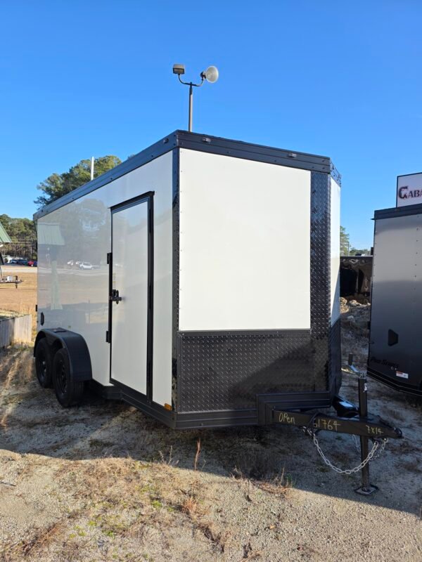 New Enclosed 7x14 White Cargo Trailer