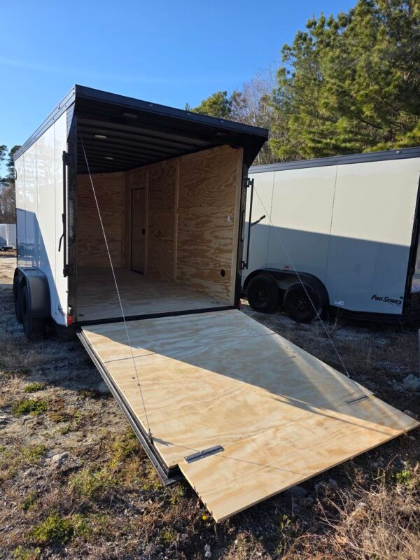 New Enclosed 7x14 White Cargo Trailer
