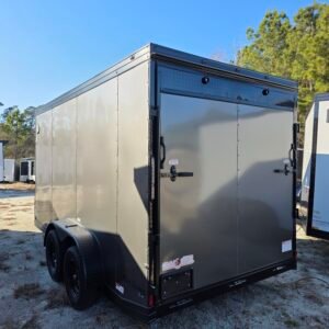New Enclosed 7x14 Charcoal Gray Cargo Trailer - Image 3