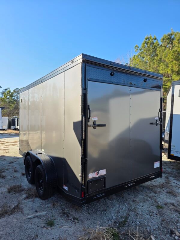 New Enclosed 7x14 Charcoal Gray Cargo Trailer