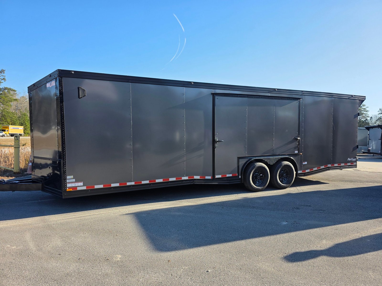 ENCLOSED 8.5×28 Charcoal Gray Car Hauler - Image 1