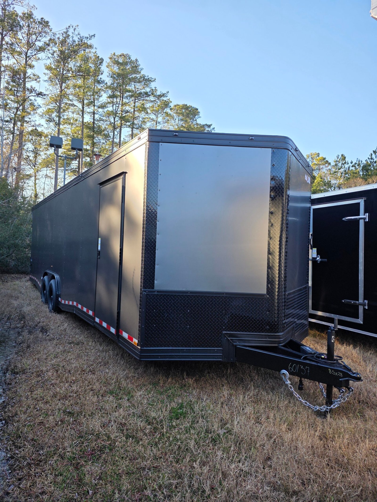 ENCLOSED 8.5×28 Charcoal Gray Car Hauler - Image 1