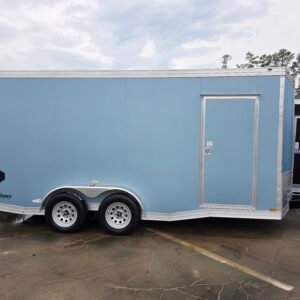 ENCLOSED 7x16 Blue Metallic Cargo Trailer