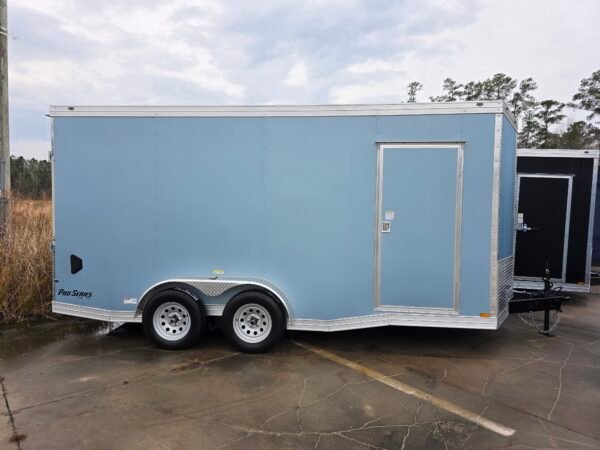 ENCLOSED 7x16 Blue Metallic Cargo Trailer