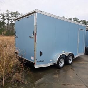 ENCLOSED 7x16 Blue Metallic Cargo Trailer - Image 2