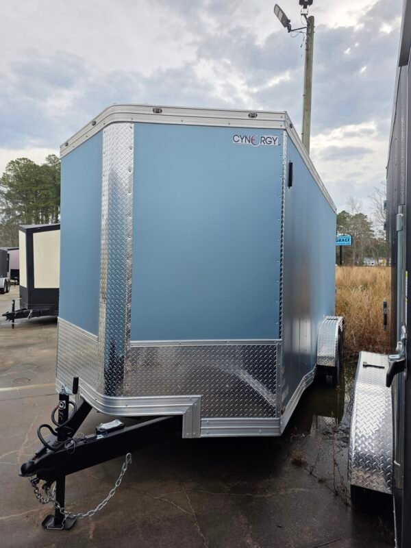 ENCLOSED 7x16 Blue Metallic Cargo Trailer