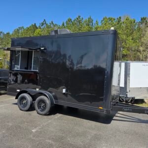 Deluxe 7×14 Concession Trailer – Black | 7'6" Interior | Full Kitchen Setup | 50 AMP | A/C | Fire Suppression - Image 2