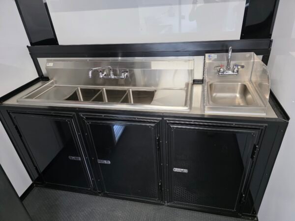 Deluxe 7×14 Concession Trailer – Black | 7'6" Interior | Full Kitchen Setup | 50 AMP | A/C | Fire Suppression