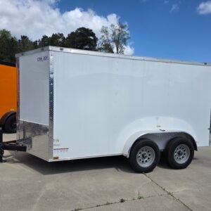 7×12 Enclosed Cargo Trailer for Sale – White | 6' Interior | Double Doors | 3500 lb Axles - Image 2