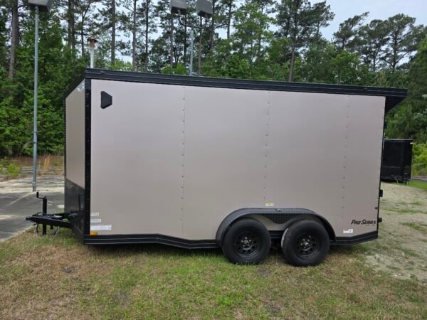7×14 Enclosed Cargo Trailer – Desert Rose | 7' Interior | 3500 lb Axles | Pro Series & Blackout Package