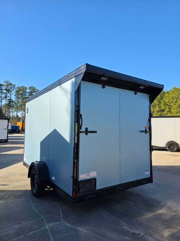 ENCLOSED 7x12 Metallic Blue Cargo Trailer