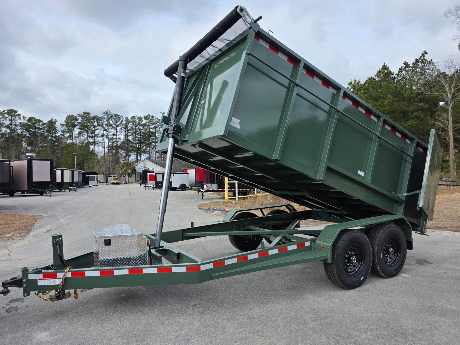 7x14 Army Green Dump Trailer - Image 1
