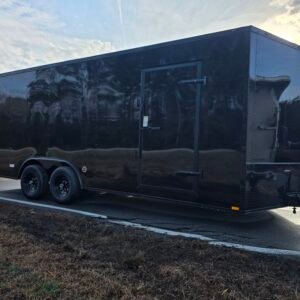 8.5×20 Enclosed Car Hauler for Sale – Black | 7' Interior | Spring Assist Ramp | Extended Tongue