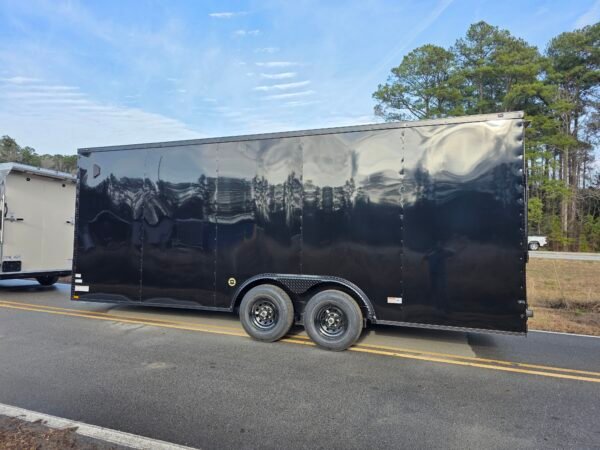 8.5×20 Enclosed Car Hauler for Sale – Black | 7' Interior | Spring Assist Ramp | Extended Tongue
