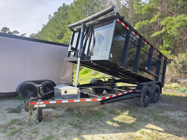 7×14 Dump Trailer – Black | 12K Telescopic Lift | 4’ Walls | Heavy Duty 7000 lb Axles