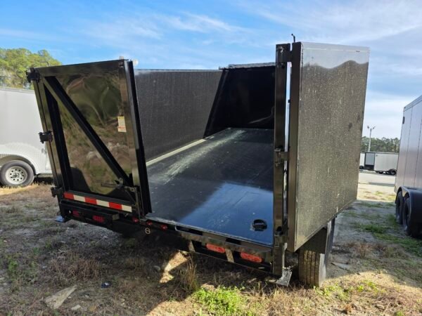 7×14 Dump Trailer – Black | 12K Telescopic Lift | 4’ Walls | Heavy Duty 7000 lb Axles