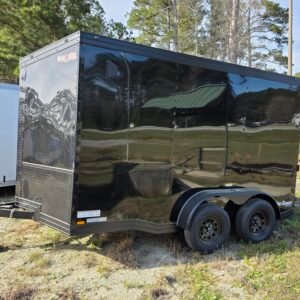 7×12 Cargo Trailer for Sale – Black | 7' Interior | 3500 lb Axles | Rear Ramp w/ Flap | D-Rings | Side Door - Image 2