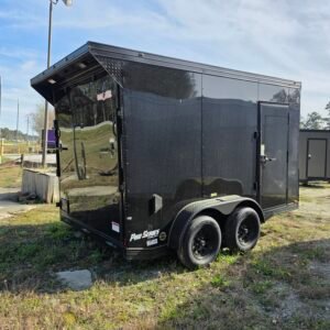 7×12 Cargo Trailer for Sale – Black | 7' Interior | 3500 lb Axles | Rear Ramp w/ Flap | D-Rings | Side Door - Image 3