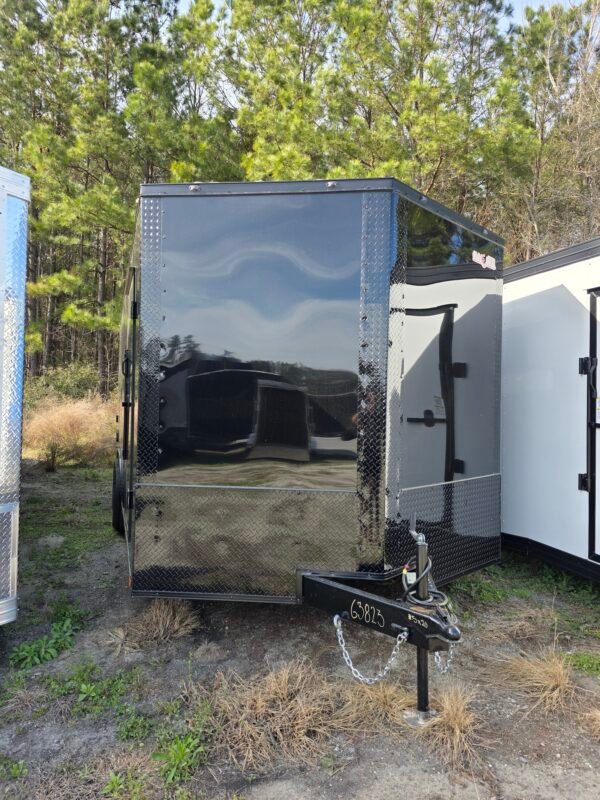 8.5×20 Enclosed Car Hauler for Sale – Black | 7' Interior | Spring Assist Ramp | Extended Tongue