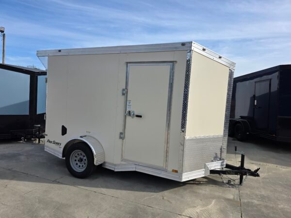 6×10 Cargo Trailer for Sale – White | 6'9" Interior | 3500 lb Axles | Rear Ramp w/ Flap | D-Rings