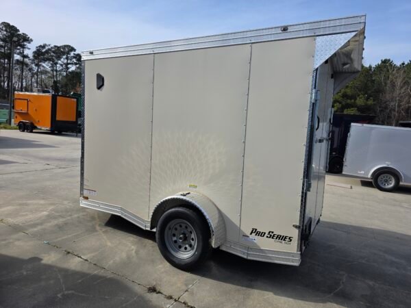 6×10 Cargo Trailer for Sale – White | 6'9" Interior | 3500 lb Axles | Rear Ramp w/ Flap | D-Rings